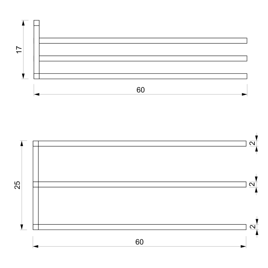 Käterätikuhoidja seinale 25x60 cm must