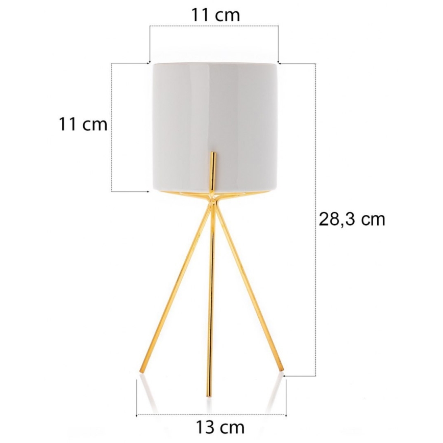 Keraamiline lillepott EMMA 28,3x11 cm valge/kuldne