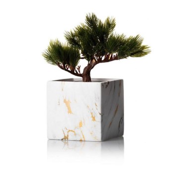 Keraamiline lillepott MARBELA 11x11 cm valge/kuldne
