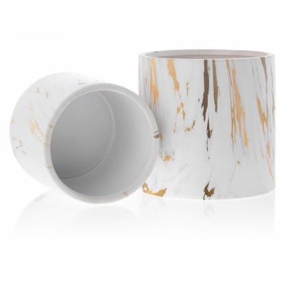 Keraamiline lillepott MARBELA 13x13 cm valge/kuldne