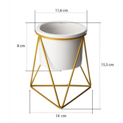 Keraamiline lillepott SASYA 15,5x11,6 cm kuldne/valge
