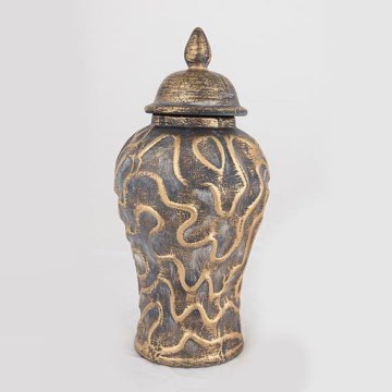 Keraamiline purk 33,5x16 cm kuldne/hall