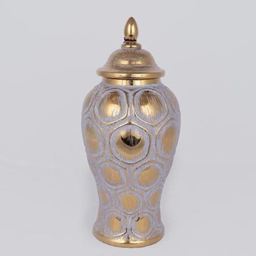 Keraamiline purk 35x18,5 cm kuldne/hall