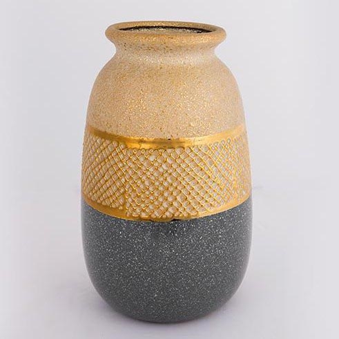 Keraamiline vaas 25,5x15,5 cm kuldne/hall