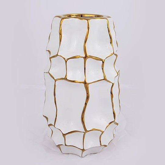 Keraamiline vaas 25x14,5 cm kuldne/valge