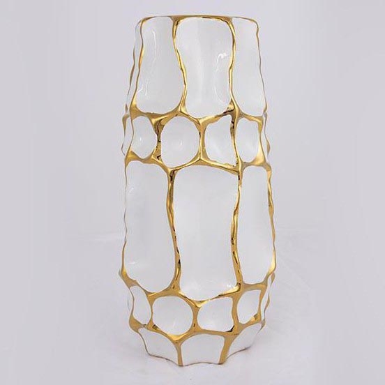 Keraamiline vaas 31,5x15,5 cm kuldne/valge