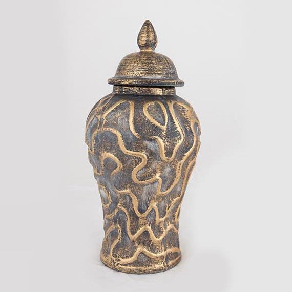 Keraamiline vaas 33,5x16 cm kuldne/hall