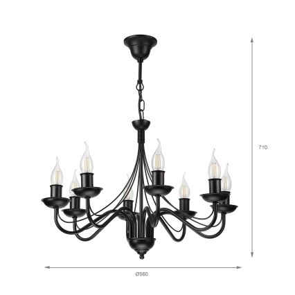 Ketiga lühter ANTON 8xE14/60W/230V must