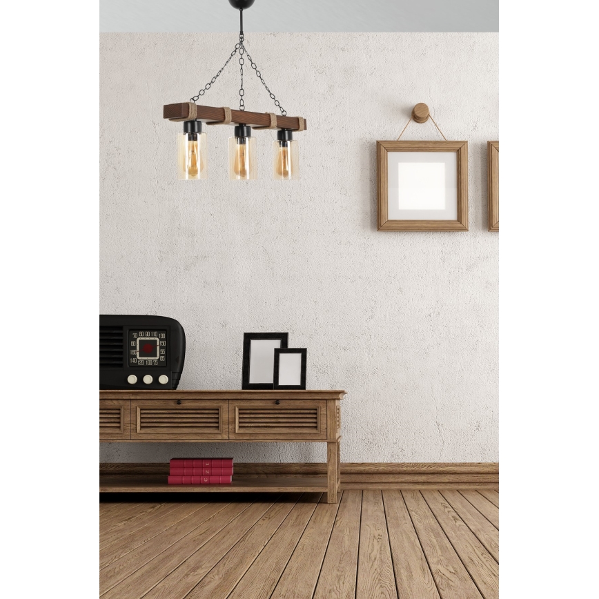 Ketiga lühter JASMIN 3xE27/40W/230V pruun/beež