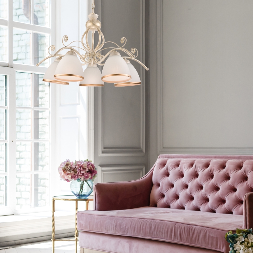 Ketiga lühter RETRO II 5xE27/60W/230V, valge patina