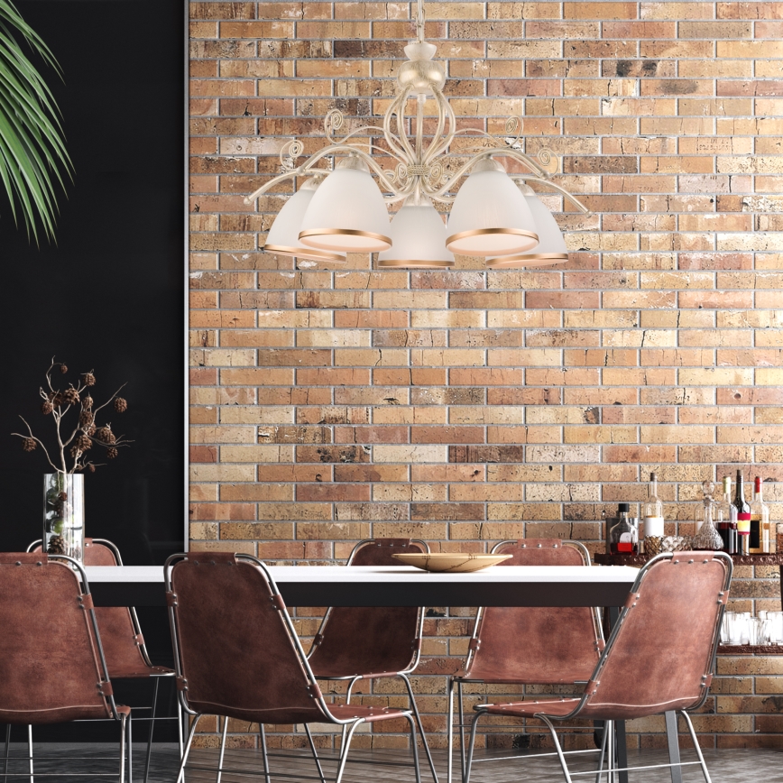 Ketiga lühter RETRO II 5xE27/60W/230V, valge patina