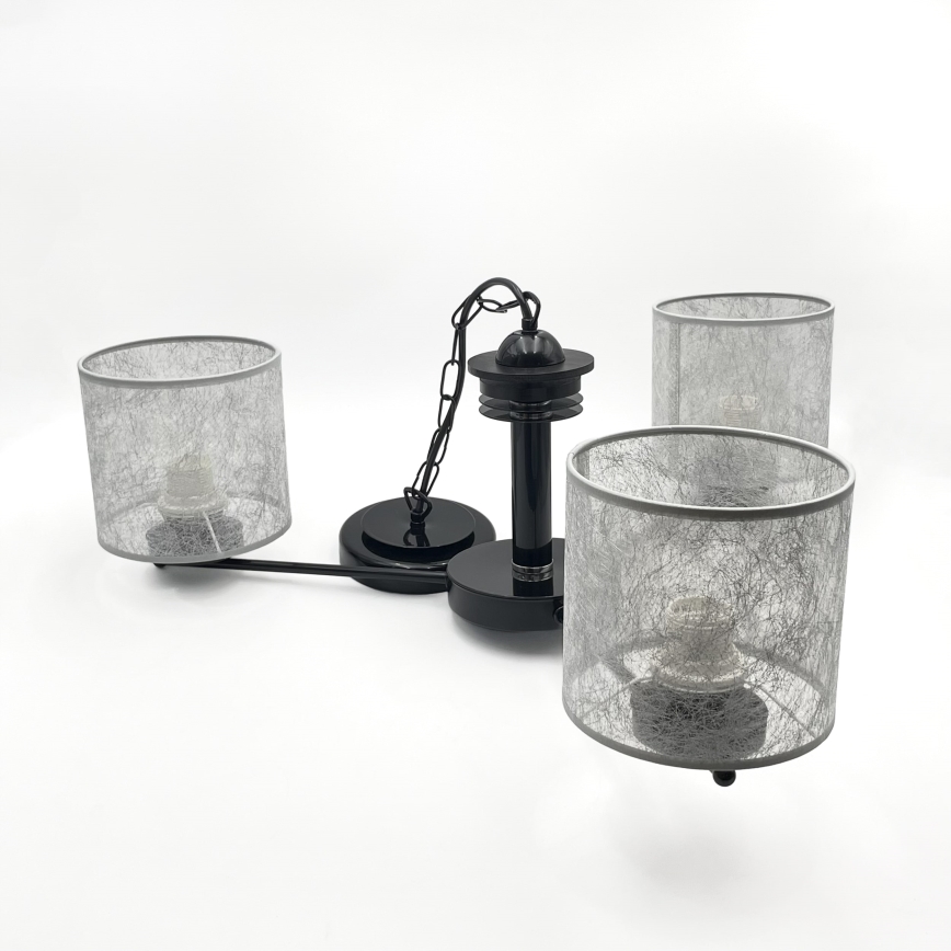 Ketiga lühter ROSA 3xE27/60W/230V must/hall