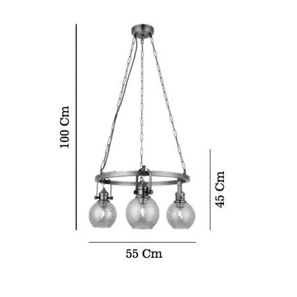 Ketiga rippuv kroonlühter POLINO 3xE27/40W/230V pronksviimistlusega