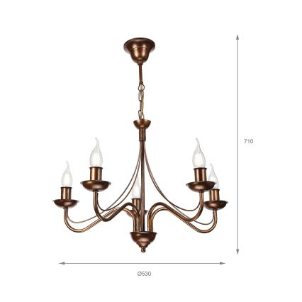 Ketiga rippuv lühter ANTON 5xE14/15W/230V, pronksviimistlusega