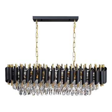 Ketiga rippuv lühter CRISTAL 10xE14/10W/230V must/kuldne