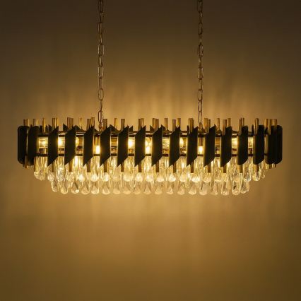 Ketiga rippuv lühter CRISTAL 10xE14/10W/230V must/kuldne