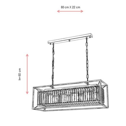 Ketiga riputatav lühter CRYSTALLINE 4xE27/6W/230V, pronksivärvi