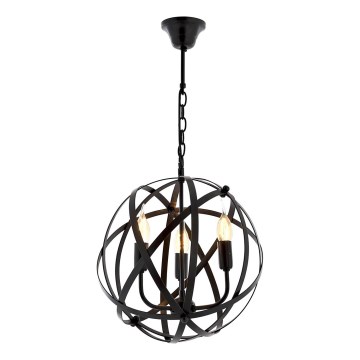 Ketiga riputatav lühter IRONBALL 3xE27/40W/230V must
