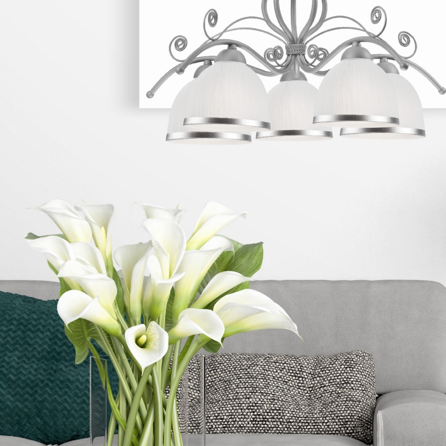 Kettaga lühter RETRO II 5xE27/60W/230V hõbedane