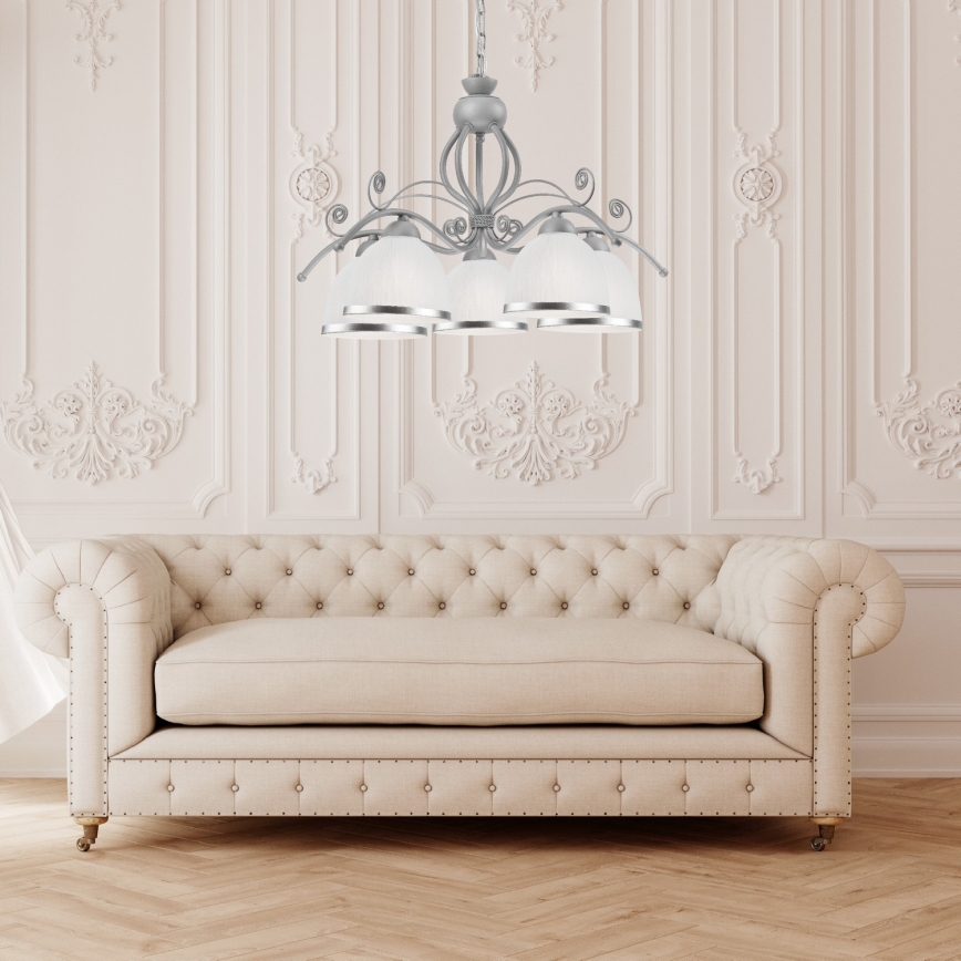 Kettaga lühter RETRO II 5xE27/60W/230V hõbedane