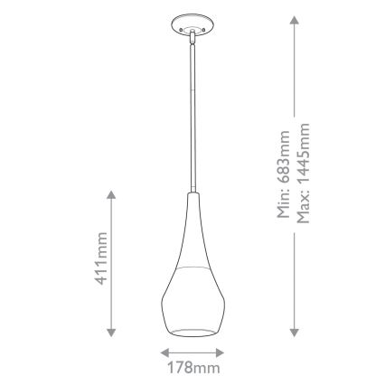 Kichler - Ripplühter DEELA 1xE27/60W/230V d. 17,8 cm messing