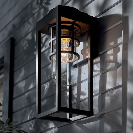 Kichler - Väli seinavalgusti HONE 1xE27/60W/230V IP44 must