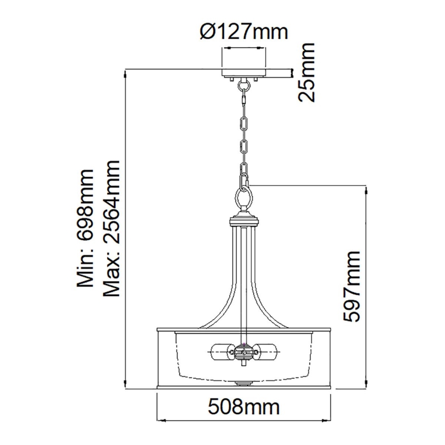 Kichler - ketiga lühter LACEY 4xE27/60W/230V matitud kroom
