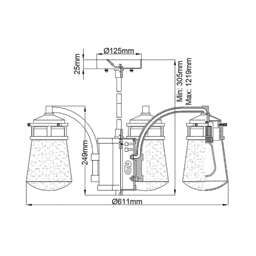Kichler - Välilühter LYNDON 5xE27/60W/230V IP44