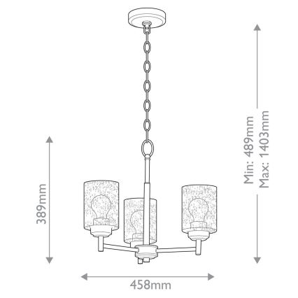 Kichler - Lühter WINSLOW 3xE27/60W/230V d. 45,8 cm messing
