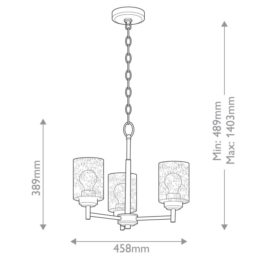 Kichler - Lühter WINSLOW 3xE27/60W/230V d. 45,8 cm messing