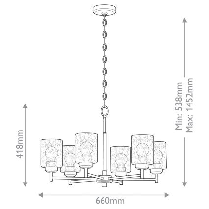 Kichler - Lühter WINSLOW 6xE27/60W/230V d. 66 cm messing
