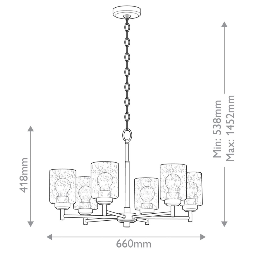 Kichler - Lühter WINSLOW 6xE27/60W/230V d. 66 cm messing