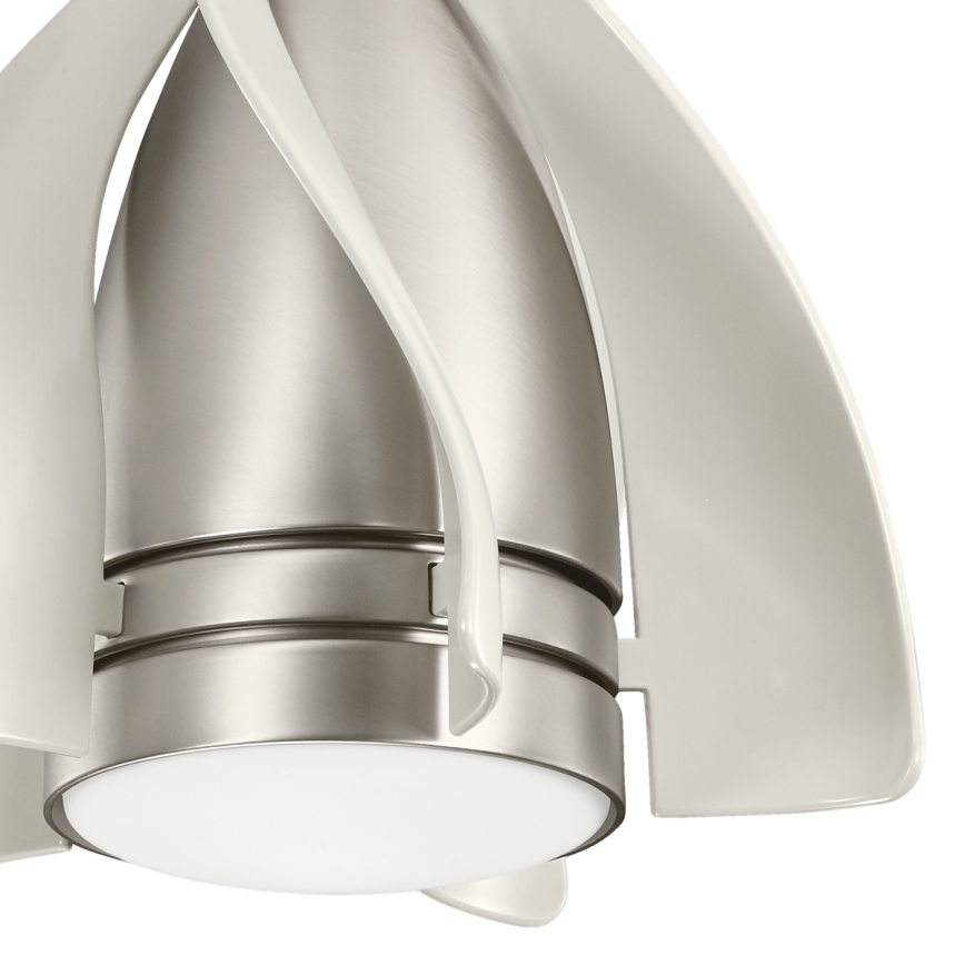 Kichler - LED Hämardatav laeventilaator TERNA LED/10W/230V matt kroom/valge + kaugjuhtimispult