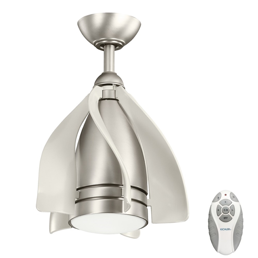Kichler - LED Hämardatav laeventilaator TERNA LED/10W/230V matt kroom/valge + kaugjuhtimispult