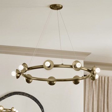 Kichler - Ripatslühter kaablil PALTA 9xE14/40W/230V kuldne