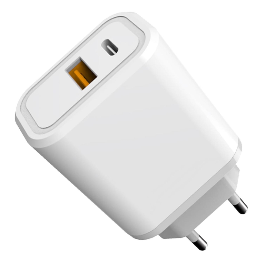 Kiirlaadmisadapter Power Delivery 30W USB-C + USB-A valge