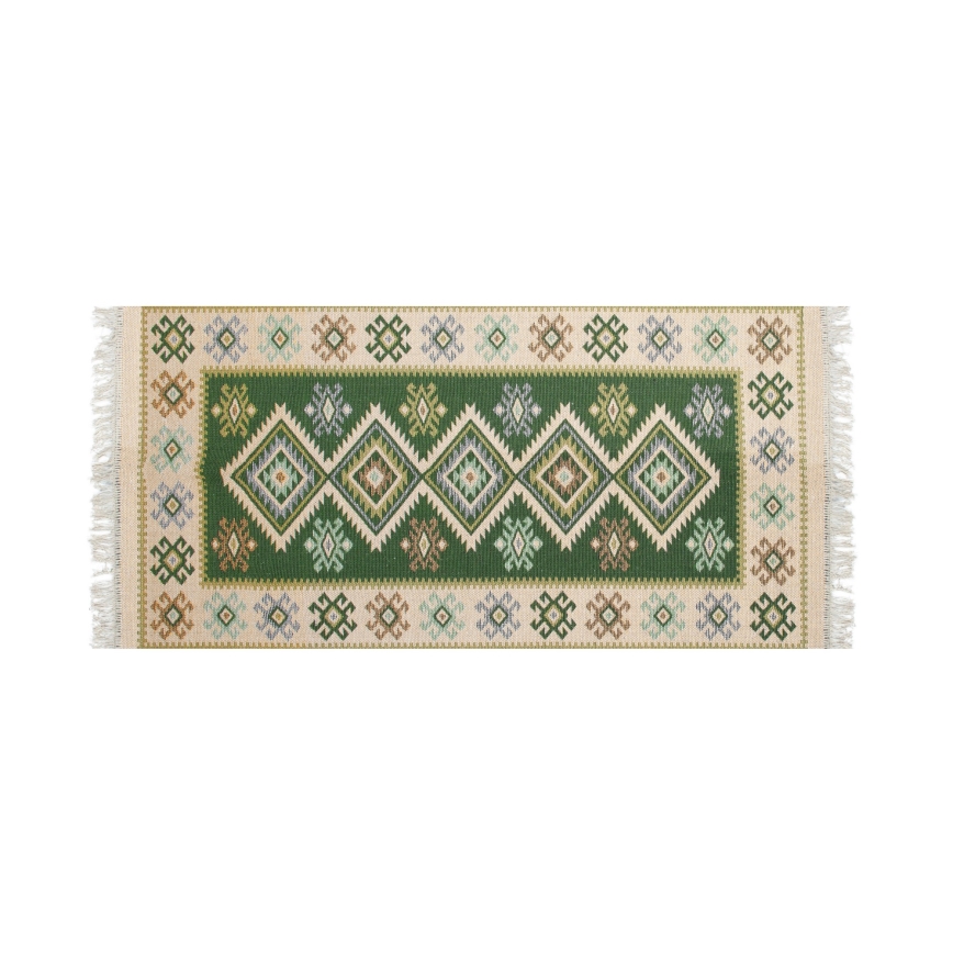 KILIM kahepoolne orientaalne vaip 80x150 cm roheline/beež