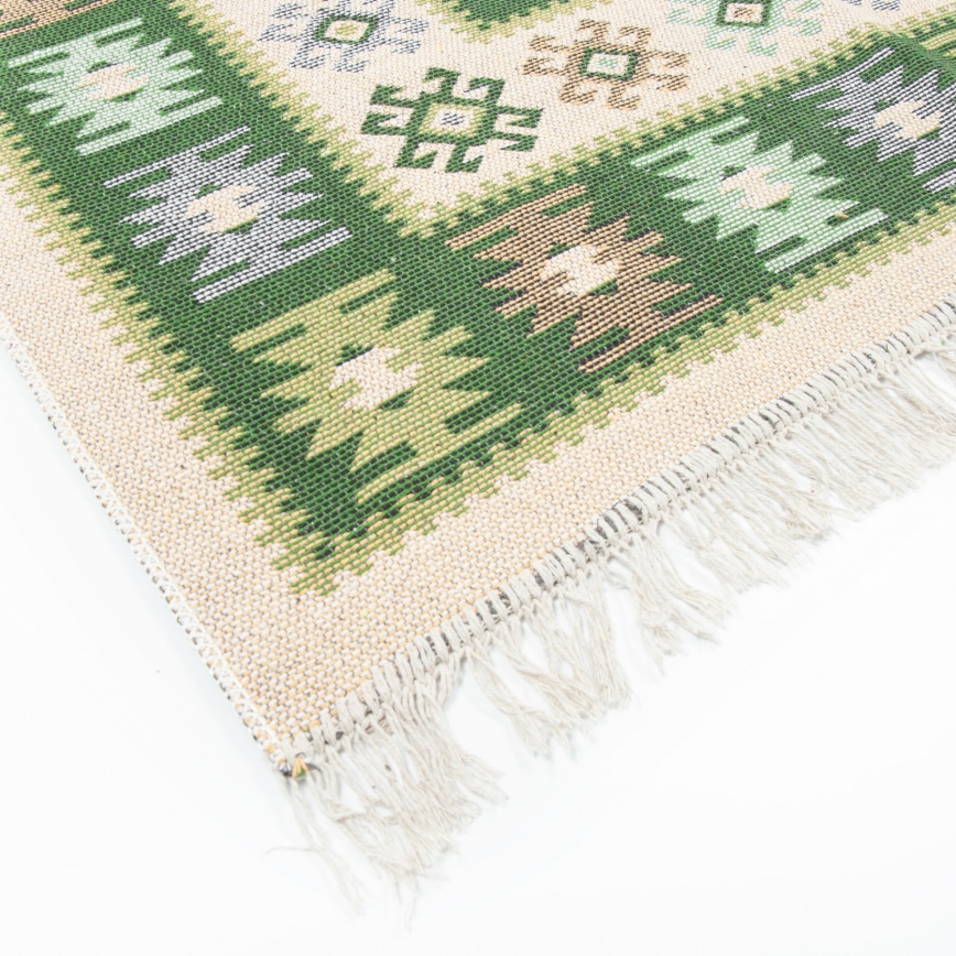 KILIM kahepoolne orientaalne vaip 80x150 cm roheline/beež