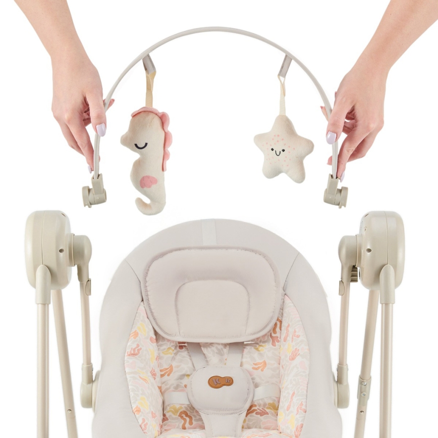 KINDERKRAFT - beebikiik SWINGEE meloodiaga, beež, 4xAAA/230V