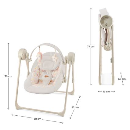KINDERKRAFT - beebikiik SWINGEE meloodiaga, beež, 4xAAA/230V