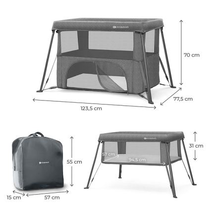 KINDERKRAFT - CAMI 3-ühes reisivoodi, hall