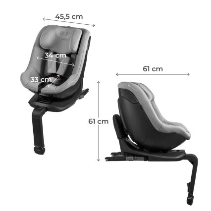 KINDERKRAFT - I-GUARD PRO i-Size 61-105 cm pööratava alusega lapse turvatool, hall