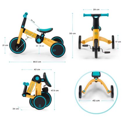 KINDERKRAFT - Jooksuratas 3-ühes 4TRIKE kollane/must