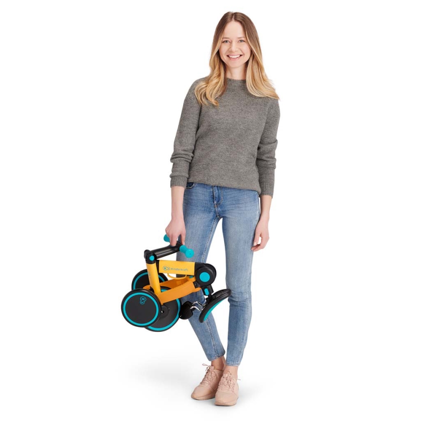 KINDERKRAFT - Jooksuratas 3-ühes 4TRIKE kollane/türkiis