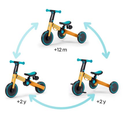 KINDERKRAFT - Jooksuratas 3-ühes 4TRIKE kollane/türkiis