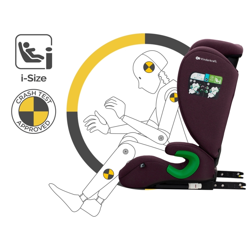 KINDERKRAFT - Turvatool JUNIOR FIX 2 (100-150 cm) Kirsi pärl