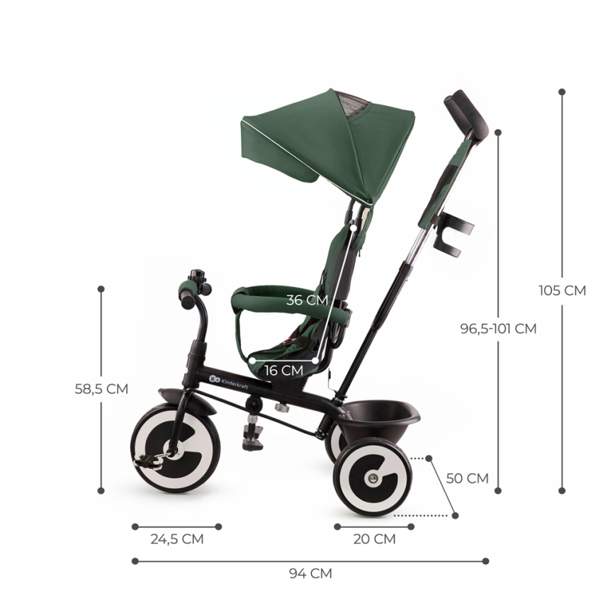 KINDERKRAFT - Kolmerattaline ASTON Mystic roheline