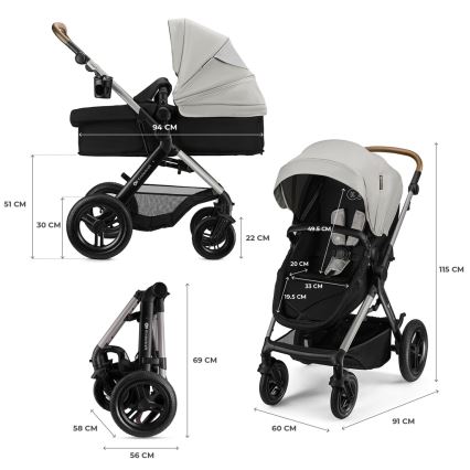 KINDERKRAFT - Kombineeritud jalutuskäru 3‑ühes MOOV 2 XL Air Grey