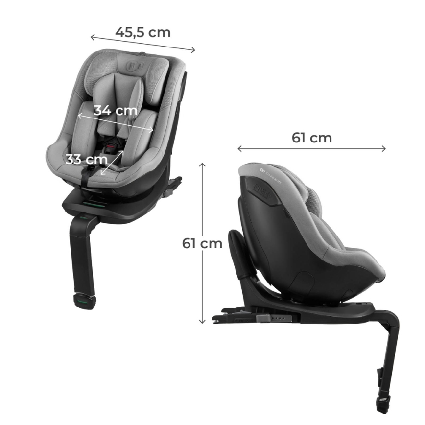 KINDERKRAFT - Laste turvatool pööratava alusega I-GUARD i-Size 40-105 cm hall