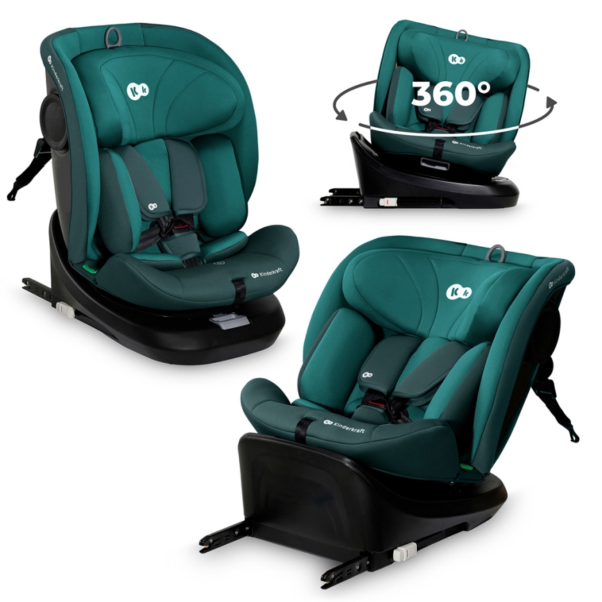 KINDERKRAFT - Pöörleva alusega turvatool I-GROW i-Size 40-150 cm türkiissinine